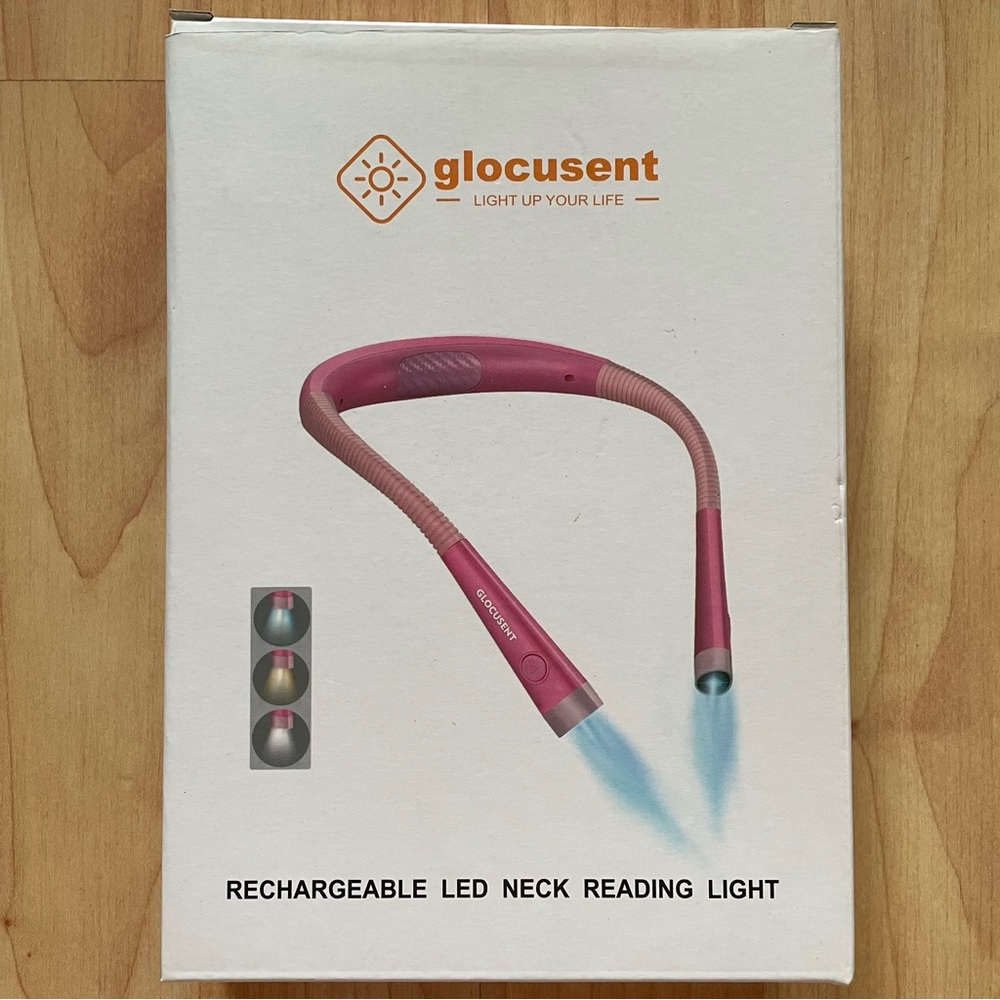 New Glocusent Rechargeable LED Neck Reading Light Pink